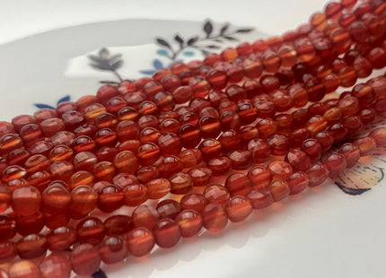 4mm Micro Faceted Diamond Cut Translucent Red Color Carnelian Flat Coin Disc Shape Genuine Carnelian Gemstone Beads 15.5 Inches Strand #3066