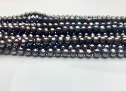 4.5-5 mm AA Dark Gray Peacock Color Potato Freshwater Pearl Bead Genuine Peacock Color Off Round Freshwater Pearls 70 Beads #1526