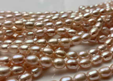 5.5-6x7-7.5 mm AAA Natural Light Mauve Pink Rice/Oval Freshwater Pearl Beads Genuine High Luster Soft Pink Rice Freshwater Pearls #P1378