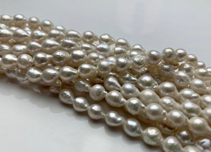 WHOLESALE 5-6x6-7 mm AA Natural White Baroque Freshwater Pearl Cultured Baroque Pearls Natural White Edison Baroque Freshwater Pearls #1354