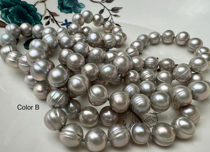 40 Inches Hand Knotted 9-10 mm Potato Gray Color Freshwater Pearl Necklaces Long Pearl Necklace #1676