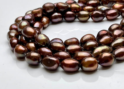 9-10x12-13 mm AA Dark Chocolate Brown Rice Nugget Shape Freshwater Pearl Beads Genuine Freshwater Pearls #1099