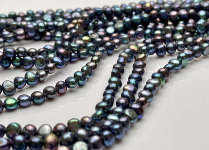 4x5 mm AAAA Blue Peacock Color Potato Nugget Freshwater Pearl Beads Genuine High Luster Peacock Freshwater Pearl Beads #P2187