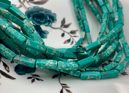 4-5x13 mm Cuboid Tube Shape Green Color Impression Jasper Gemstone Beads Green Impression Jasper Loose Beads 15.5 Inches Strand #3135