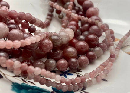 4mm 6mm 8mm 10mm 12mm Natural Color Smooth Round Strawberry Quartz Gemstone Bead Natural Pink Strawberry Quartz Beads 15 Inches Strand #3525