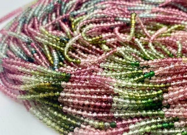 2.5 mm AAA 100% All Natural Micro Faceted Rondelle Gemmy Tourmaline Beads Top Quality Black Green Pink Gold Blue Tourmaline 13 Inches #2949