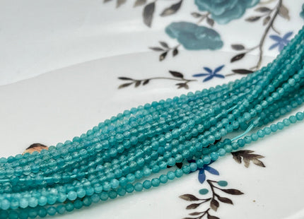 2 mm Faceted Round Tiny Dark Aqua Blue Quartz Gemstone Beads Genuine Natural Quartz Loose Beads 13 Inches Strand #4129
