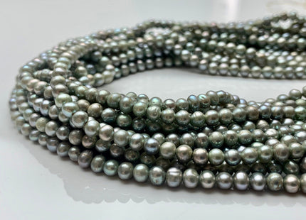3.5-4 mm AAA Sage Green Color Potato Freshwater Pearl Beads Green With Iridescent Gray Color Genuine Freshwater Small Seed Pearls #P1370