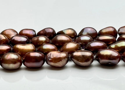 9-10x12-13 mm AA Dark Chocolate Brown Rice Nugget Shape Freshwater Pearl Beads Genuine Freshwater Pearls #1099