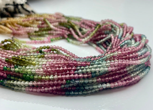 2.5 mm AAA 100% All Natural Micro Faceted Rondelle Gemmy Tourmaline Beads Top Quality Black Green Pink Gold Blue Tourmaline 13 Inches #2949