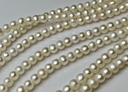 5 mm AAA Natural White Half Strand Large Hole Off Round Freshwater Pearls Hole Size 2.1 mm Genuine High Luster Large Hole Pearl #P2242