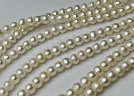 4.5-5 mm AAA Natural White Half Strand Large Hole Off Round Freshwater Pearls Hole Size 2.1 mm Genuine High Luster Large Hole Pearl #P2242