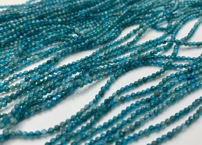 2 mm AAA Micro Faceted Round Apatite Gemstone Beads Top Quality Blue Apatite Faceted Gemstone Loose Beads #2317