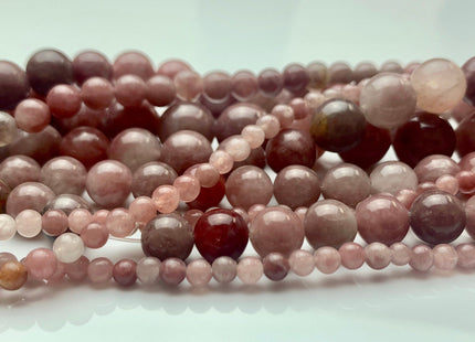 4mm 6mm 8mm 10mm 12mm Natural Color Smooth Round Strawberry Quartz Gemstone Bead Natural Pink Strawberry Quartz Beads 15 Inches Strand #3525