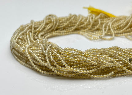 2 mm Faceted Round Tiny Golden Yellow Rutilated Quartz Gemstone Beads Genuine Natural Quartz Loose Beads 13 Inches Strand #4139
