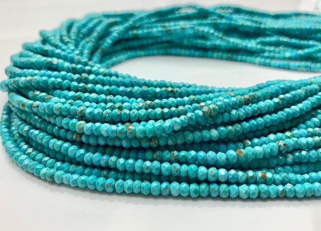 2x3 mm Natural Faceted Rondelle Turquoise Beads Natural Color Turquoise Loose Beads #2581