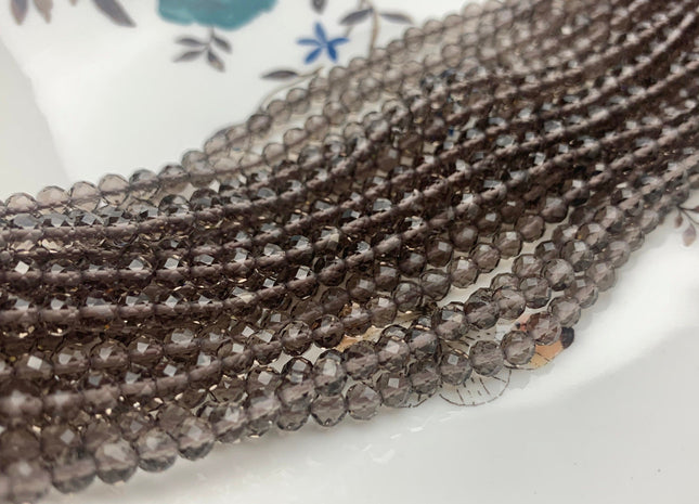 BEST DEAL 4 mm Natural Faceted Round Smoky Quartz Gemstone Beads Genuine Natural Quartz Gemstone Loose Beads 15.5 Inches Strand #2597