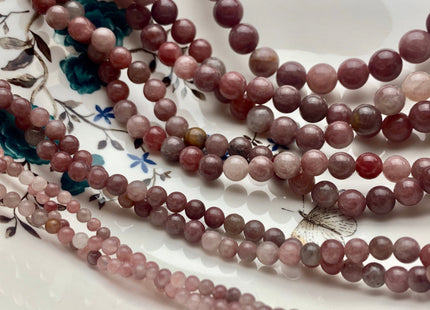4mm 6mm 8mm 10mm 12mm Natural Color Smooth Round Strawberry Quartz Gemstone Bead Natural Pink Strawberry Quartz Beads 15 Inches Strand #3525