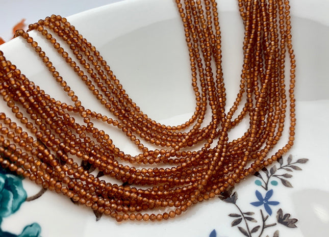 BEST DEAL 2-2.5 mm AAA Faceted Round Tiny Spessartite Garnet Gemstone Beads Genuine Natural Garnet Loose Beads 13 Inches Strand #2500