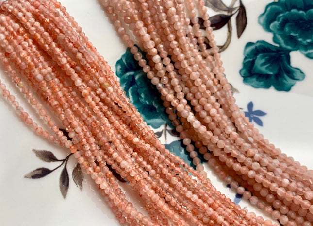 BEST DEAL 2mm 2.5mm Natural Faceted Round Sunstone Gemstone Beads Genuine Natural Orange Gemstone Loose Beads 15.5 Inches Strand #2527