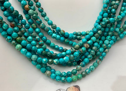 3mm 4mm Faceted Round Turquoise Beads Turquoise Loose Beads 15.5 Inches Strand #2647