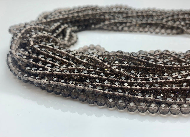BEST DEAL 4 mm Natural Faceted Round Smoky Quartz Gemstone Beads Genuine Natural Quartz Gemstone Loose Beads 15.5 Inches Strand #2597