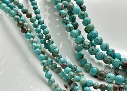 4mm 6mm 8mm 10mm Smooth Round Blue Green Brown Color Turquoise Gemstone Beads 15.5 Inches Strand #4089