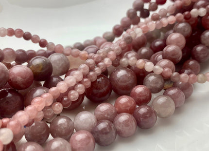 4mm 6mm 8mm 10mm 12mm Natural Color Smooth Round Strawberry Quartz Gemstone Bead Natural Pink Strawberry Quartz Beads 15 Inches Strand #3525