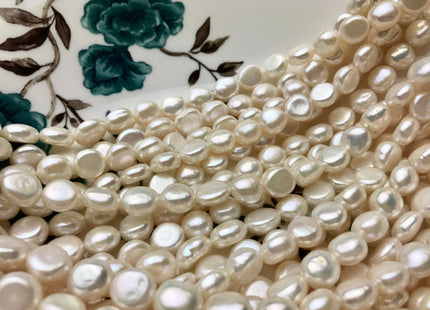 9-10 mm AAA Natural White Round Button Freshwater Pearl Beads Genuine High Luster Smooth And Shiny Freshwater Pearls. #005