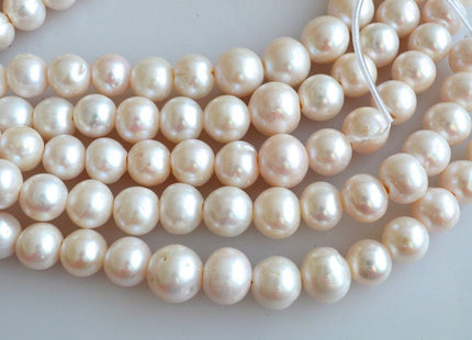 Half Strand 12-14 mm White Graduated Large Hole Freshwater Pearl Beads 2.2mm Hole Large Hole Natural White Pearls #161