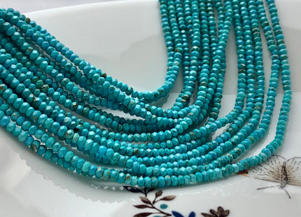2x3 mm Natural Faceted Rondelle Turquoise Beads Natural Color Turquoise Loose Beads #2581