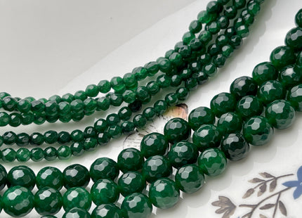 4mm 8mm 10mm Faceted Round Emerald Green Color Agate Gemstone Beads Genuine Agate Gemstone Loose Beads 14 Inches Strand #4090