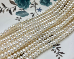 3x5mm 4x6mm AAA Natural White Freshwater Pearl Button Rondelle Pearl Beads #P1691