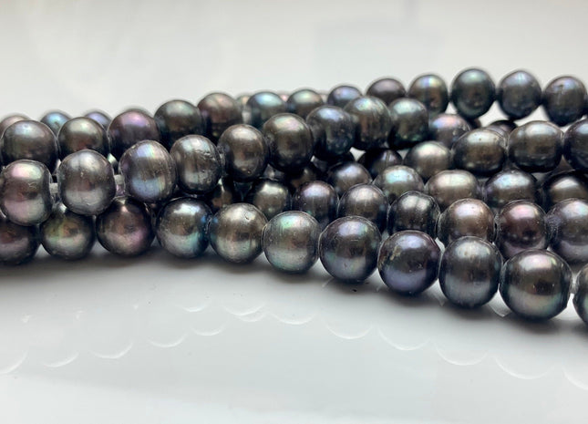 9.5-10 mm Large Hole Potato Gray Peacock Freshwater Pearl Beads Hole Size 2.2 mm Genuine Large Hole Freshwater Pearls #1563