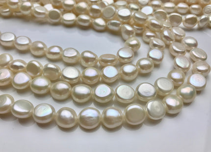 9-10 mm AAA Natural White Round Button Freshwater Pearl Beads Genuine High Luster Smooth And Shiny Freshwater Pearls. #005