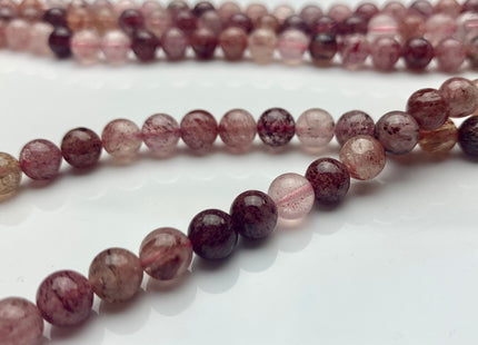 4mm 6mm 7mm 8mm Natural Color Smooth Round Strawberry Quartz Gemstone Beads Natural Pink Strawberry Quartz Loose Beads #2295