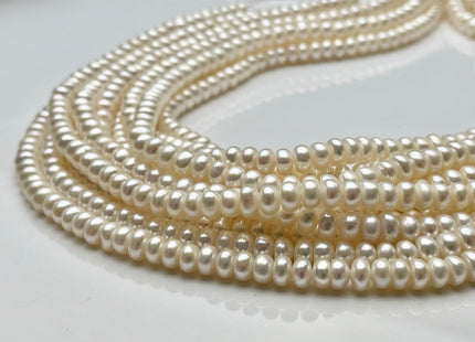 4x6mm AAA Natural White Freshwater Pearl Button Rondelle Genuine Freshwater Pearl Beads Natural White Color Genuine Pearls #P1691