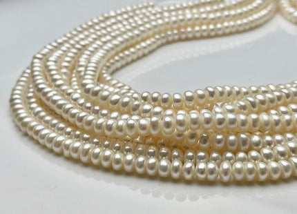 3x5mm 4x6mm AAA Natural White Freshwater Pearl Button Rondelle Pearl Beads #P1691