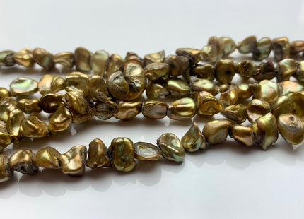 7-9 mm Metallic Brownish Green Keshi Freshwater Pearl Beads Rare Genuine Center Or Top Drilled Nugget Keshi Freshwater Pearls B Grade #P2178