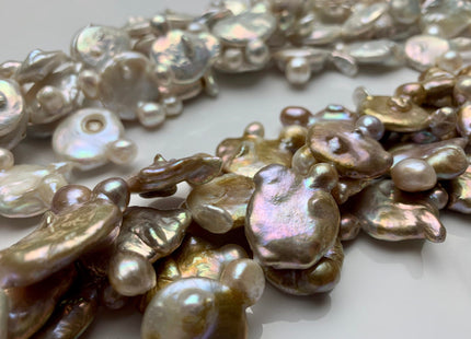 19-21 mm Natural White OR Seaweed Large Coin Freshwater Pearl Beads Grade B Large Flat Coin Pearl Beads Coin Pearl With Potato Beads #1387