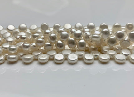 6-7 mm AAA Natural White Round Button Top Drilled Freshwater Pearl Beads Genuine Natural Color Top Drilled Dancing Freshwater Pearls #37