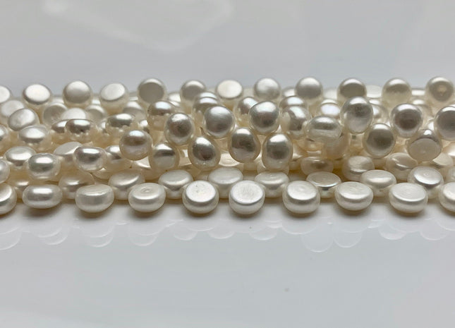 6-7 mm AAA Natural White Round Button Top Drilled Freshwater Pearl Beads Genuine Natural Color Top Drilled Dancing Freshwater Pearls #37