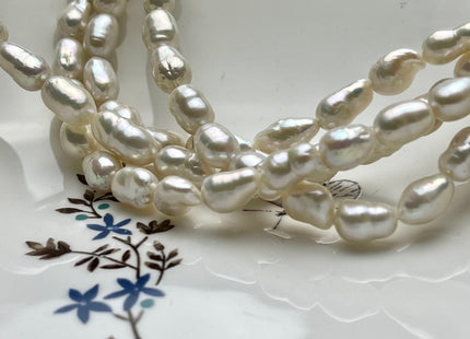 8x10-11 mm Natural White High Luster Long Oval Edison Baroque Freshwater Pearl Beads Genuine Freshwater Irregular Shape Edison Pearls #P2119