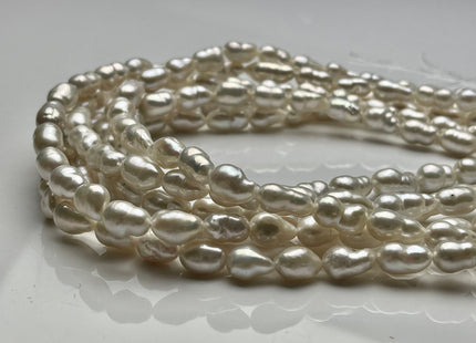 8x10-11 mm Natural White High Luster Long Oval Edison Baroque Freshwater Pearl Beads Genuine Freshwater Irregular Shape Edison Pearls #P2119