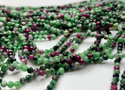 2.5 mm AAA Faceted Round Quality Ruby in Zoisite Beads Natural Tiny pink Green Color Gemmy Gemstone Beads #2059