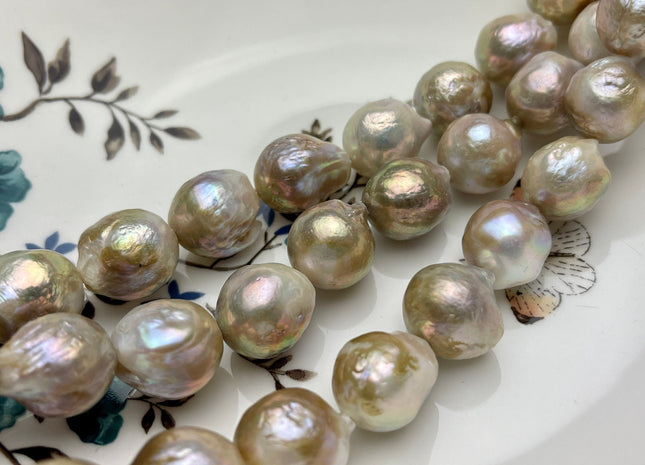 13-16 mm AAA Rare Jumbo Natural Champagne Seaweed Pink Color Baroque Freshwater Pearl Beads Genuine Color Large Baroque Pearls #P1954