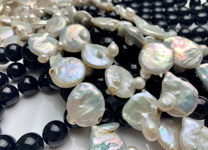 19-21 mm Natural White OR Seaweed Large Coin Freshwater Pearl Beads Grade B Large Flat Coin Pearl Beads Coin Pearl With Potato Beads #1387