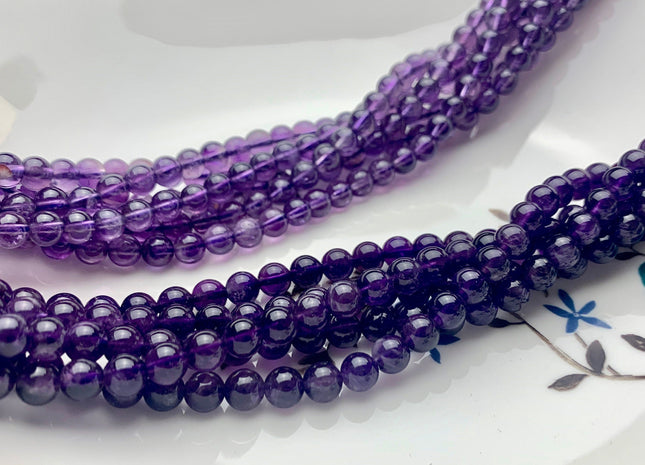 4mm 6mm 8mm 10mm 12mm AAA Top Quality Smooth Round Amethyst Beads, February Birthstone Beads Natural Darker Purple color Amethyst #486