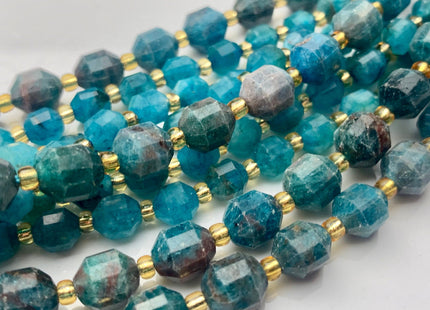 5x6mm 7x8mm Faceted Energy Prism Cut Apatite Gemstone Genuine Double Terminated Points Natural Blue Apatite Beads 15.5 Inches #3647