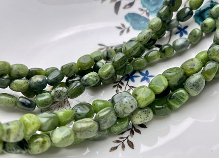 6-7x9-10mm Or 7-8x10-12mm Natural Multi Green Canadian Nephrite Jade Gemstone Nugget Beads Genuine Green Jade Nugget Gemstone Beads #3878